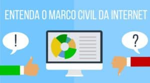 imagem mostrando um computador e o texto "entenda o que é o marco civil da internet"