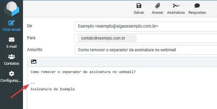 Desativar separador padrão nas assinaturas signature delimiter Desativar separador padrão nas assinaturas signature delimiter